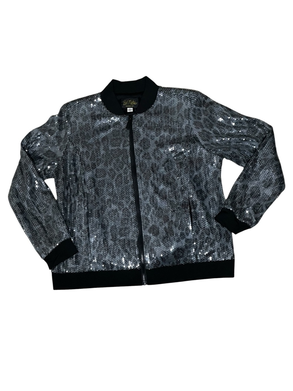 NEW w/Tags Bob Mackie Sequin Leopard Print Full Zip Lined Jacket-Women’s Medium